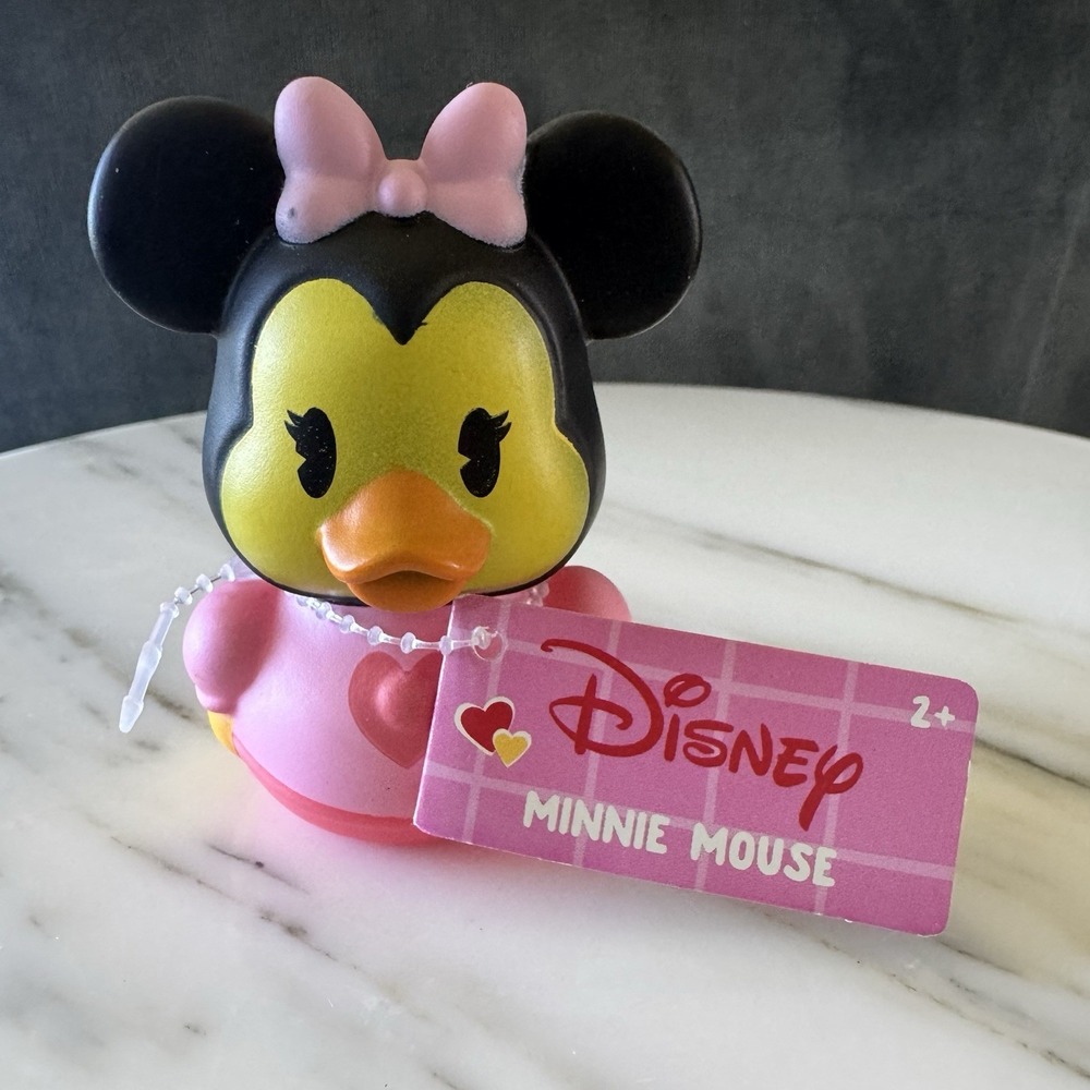 NEW Disney Valentine Minnie Mouse Rubber Duck 2.75" Collectible Toy Valentine's